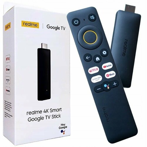 ТВ-приставка Realme Google TV Stick 4K RMV-2105 черная андроид tv приставка для телевизора dgmedia x88 pro x3 s905x3 4gb 32gb медиаплеер smart tv box 4k