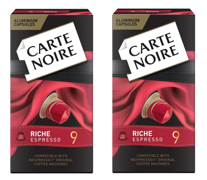 Кофе в капсулах Carte Noire Riche Espresso, упаковка 5,2 гр x 10 шт, 2 уп