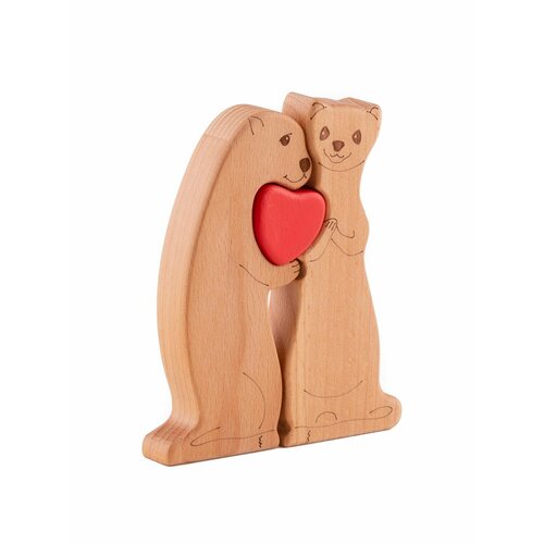 Фигурка деревянная семья куниц для декора