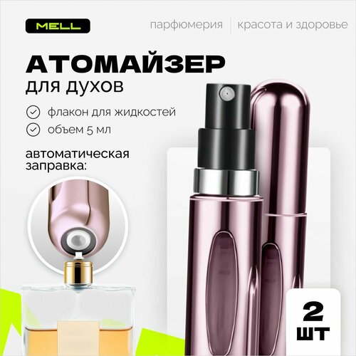 Атомайзер MELL, 2 шт., 5 мл, розовый, серебряный