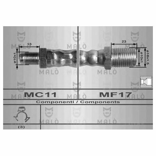 Шланг тормозной Malo 8621, 535 мм, 8621