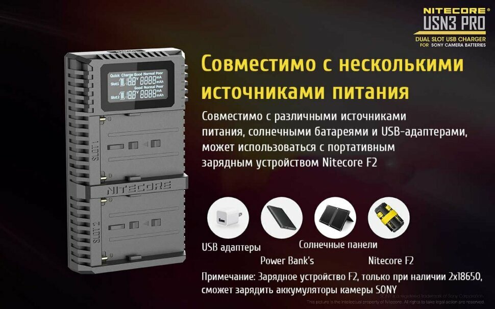 Зарядное устройство Nitecore USN4 PRO для NP-FZ100 — фото 1