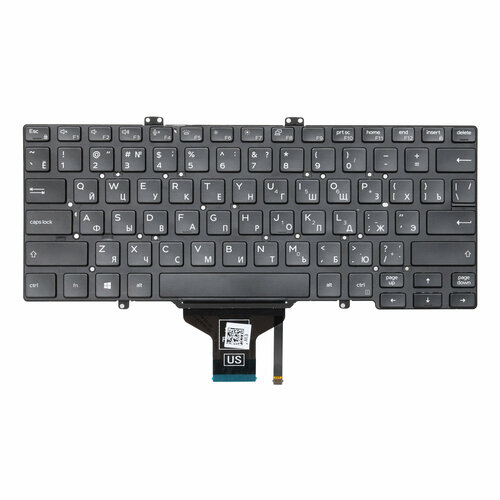 Клавиатура с подсветкой для Dell Latitude 5400 / Latitude 5410 / Latitude 7400 / Latitude 5401 / Latitude 5411 - черная черный