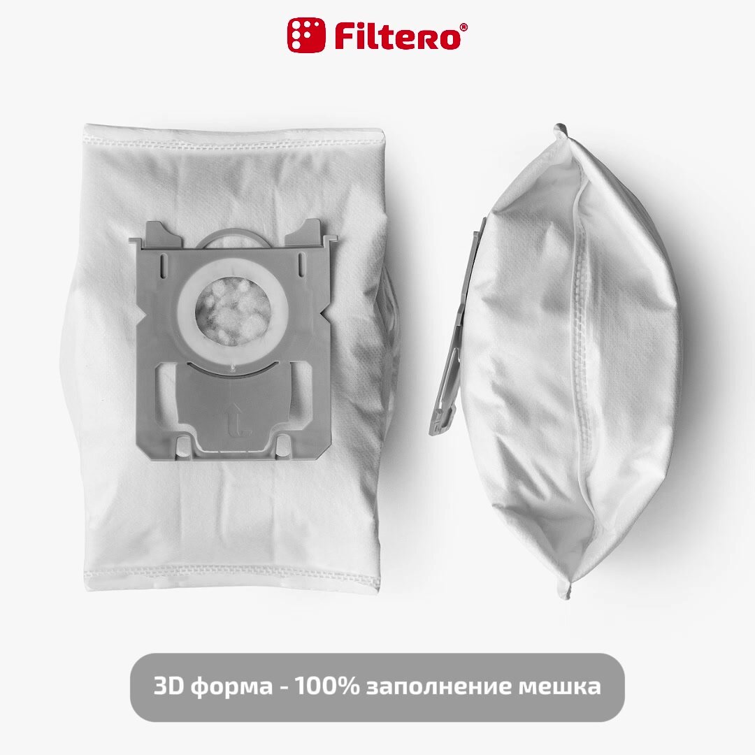 Мешки-пылесборники Filtero FLS 01 (S-bag) Allergo для пылесосов ELECTROLUX, PHILIPS, 4 штуки, моторный и микрофильтр, синтетические — фото 1