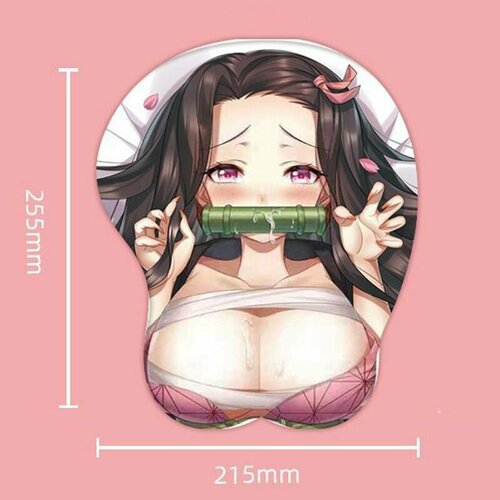 Коврик для мыши 3D в стиле Эро Аниме тянки с подушкой для поддержки запястья, коврик антистресс 21,5х25,5см