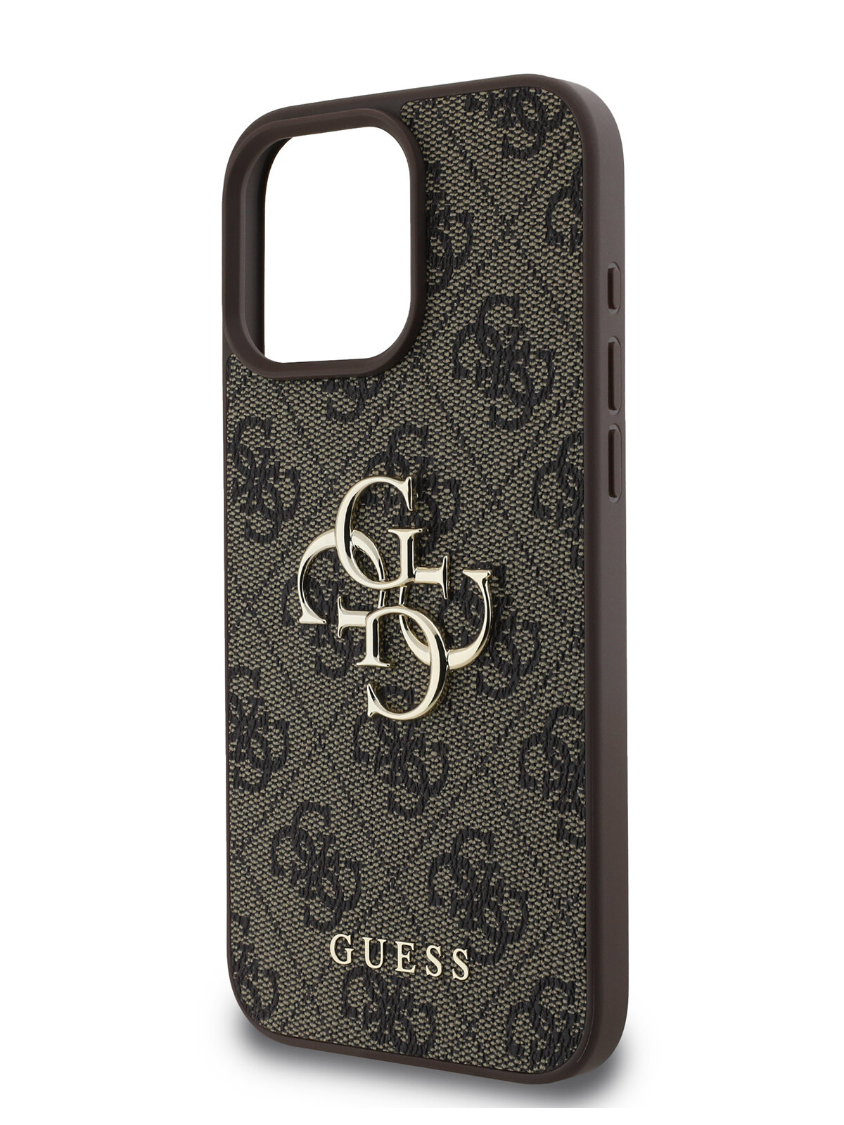 Guess для iPhone 16 Pro чехол PU 4G Big metal logo Hard Brown