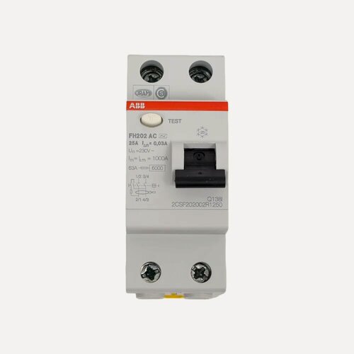 Изображение товара Выключатель дифференциального тока ABB /УЗО/ 2п 25А 30мА FH202 2CSF202002R1250, электромеханический, защита