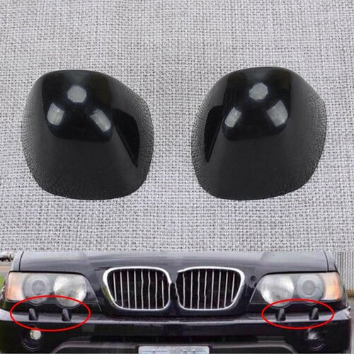 1 пара черная пластиковая крышка для омывателя передней фары автомобиля подходит для BMW X5 E53 LCI 2003 2004 2005 2006 61677145235 61677145236 793₽