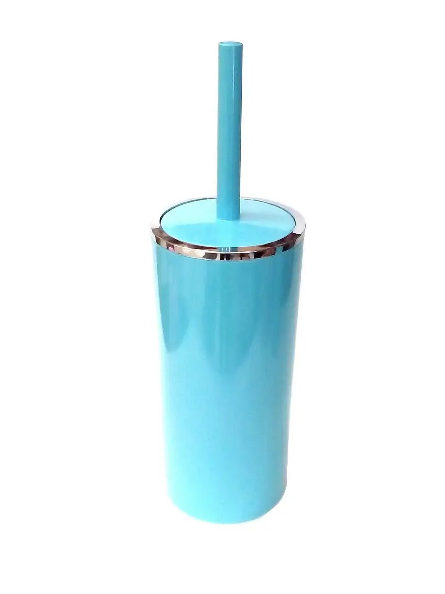 Туалетный ершик Primanova, голубой, пластик, с подставкой, 11x11x35см — фото 1