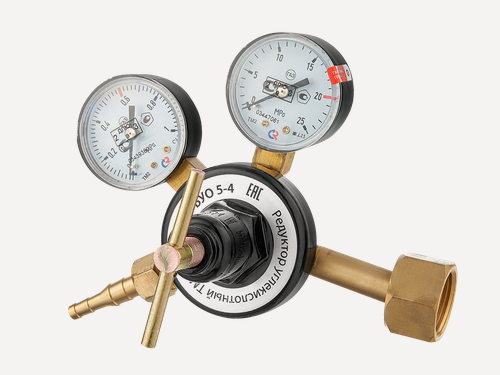 Изображение товара Редуктор углекислотный Сварог БУО 5 — 4 с поверенными манометрами — крупногабаритная модель в прочном латунном корпусе