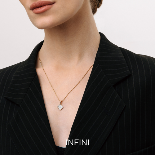 Подвеска Infini красное золото 585 проба родирование фианит размер 1 см белыйзолотистый 10460₽