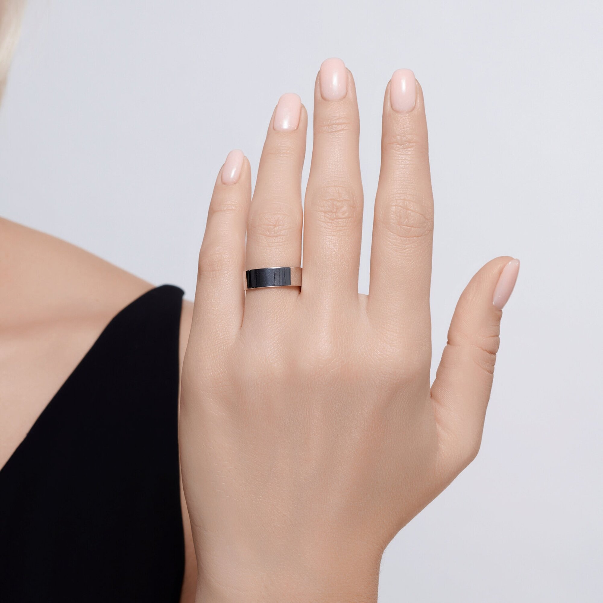 Кольцо обручальное Diamant online, серебро, 925 проба, родирование, размер 22, ширина 6 мм, прозрачный — фото 1