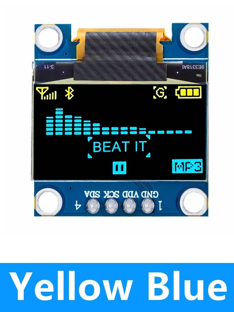 EGBO 0.96" OLED дисплей 12864 с кнопками для Arduino, Yellow Blue 4pin