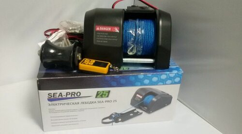 Изображение товара Якорная лебедка SEA-PRO 25, беспроводной пульт д/у, крепеж, 12 В, для катера до 7,5 м, длина шнура 30 м, вес якоря 9 кг