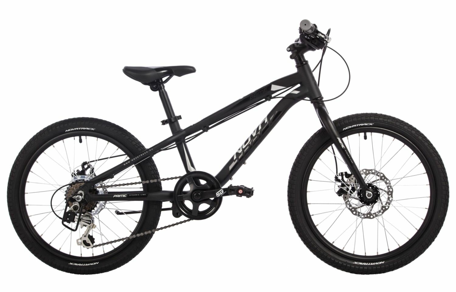Велосипед Novatrack Prime 6. D 20 (2023), алюминиевая рама, на рост 115-130 см, черный