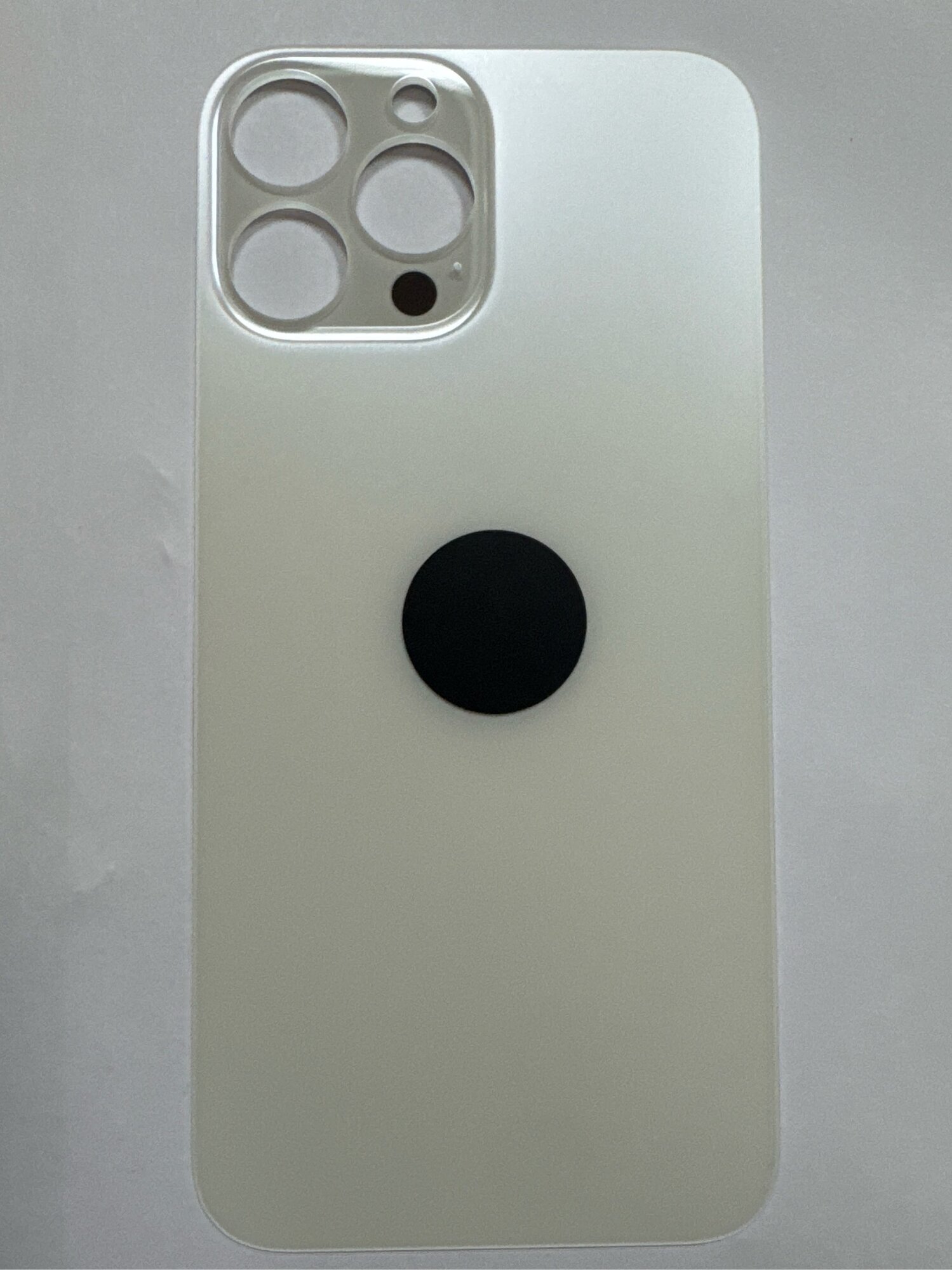 Задняя крышка для iPhone 13 Pro Max (A2645) Белый (стекло, монолит, широкий вырез под камеру, логотип) - Премиум