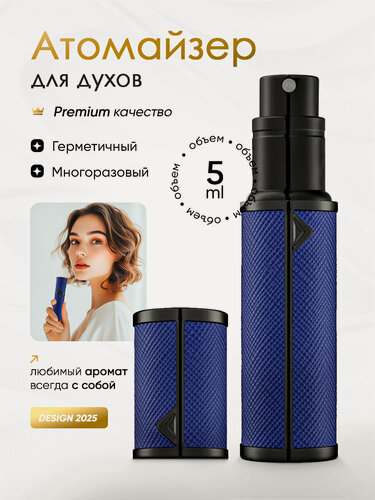 Изображение товара Атомайзер для духов кожаный / флакон для парфюма 5 мл с клапаном синий