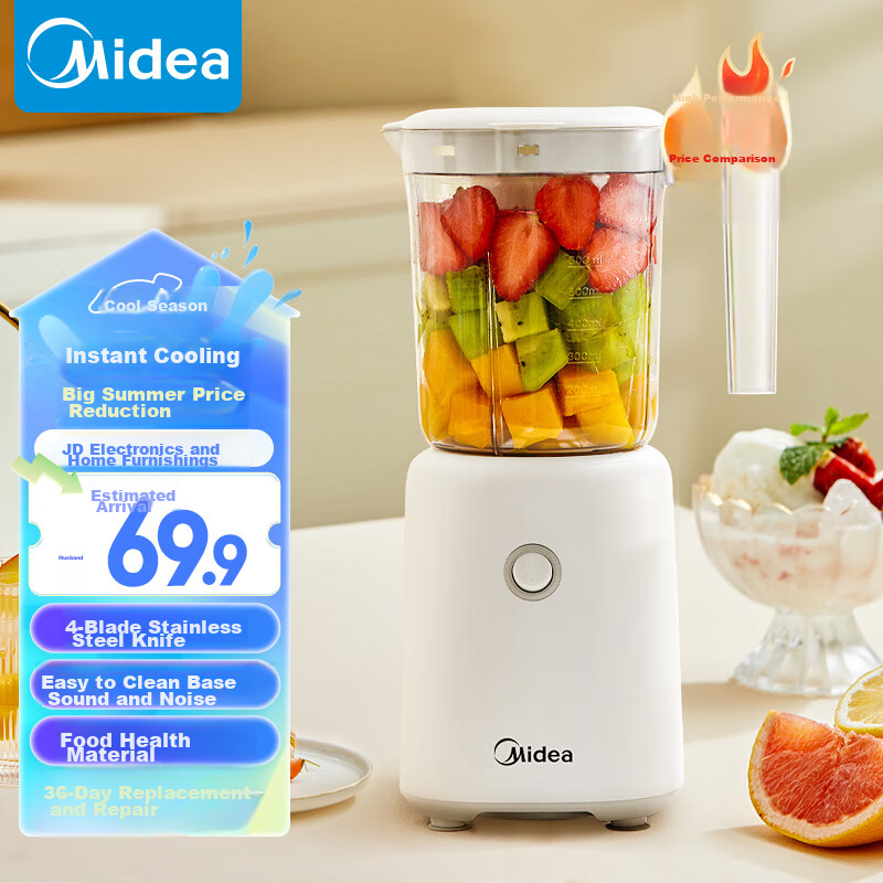 Midea [National Subsidy] Juicer Blender, Multi-Functional Easy-To Small Home Blender, Juice Maker, Baby Food Processor WBL2501B