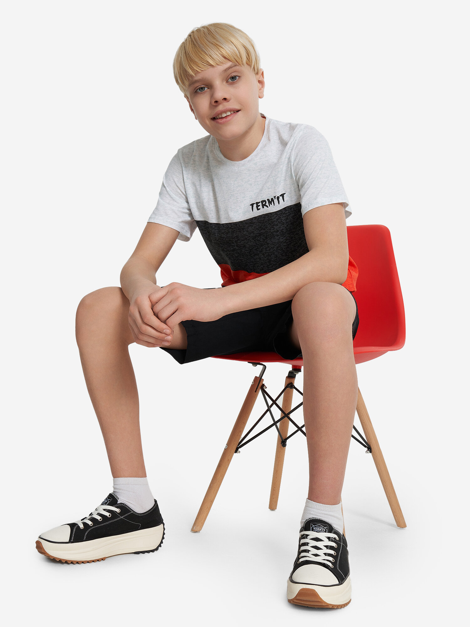 Футболка Termit, размер 158-164, белый/красный — фото 1