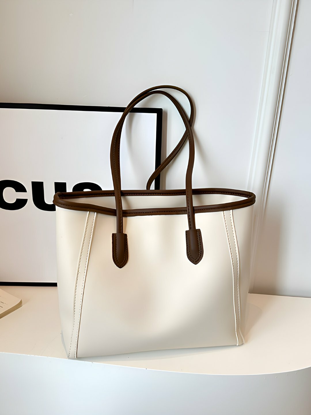 Сумка колье  Shopper Contrast Edge, фактура гладкая, желтый