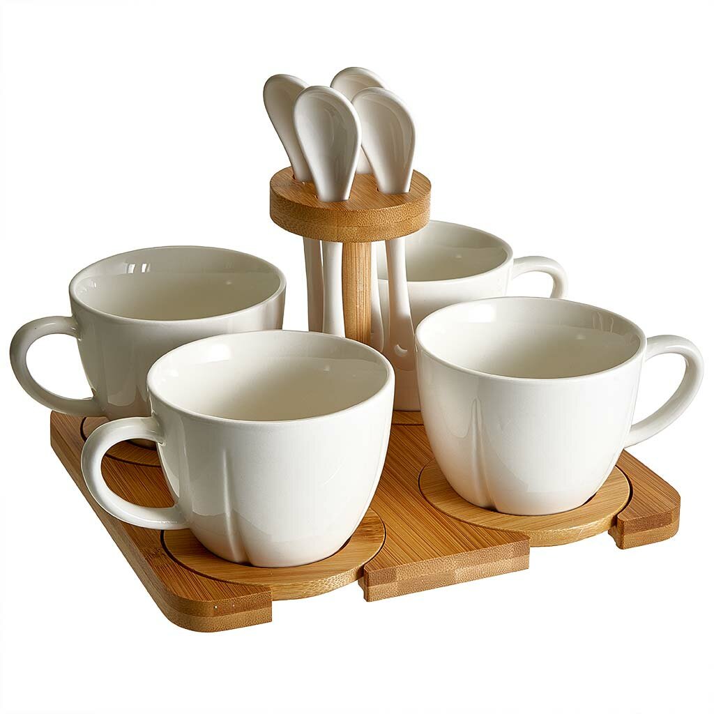 Чайный набор на 4 персоны на бамбуковой подставке Alpenkok AK5 0001