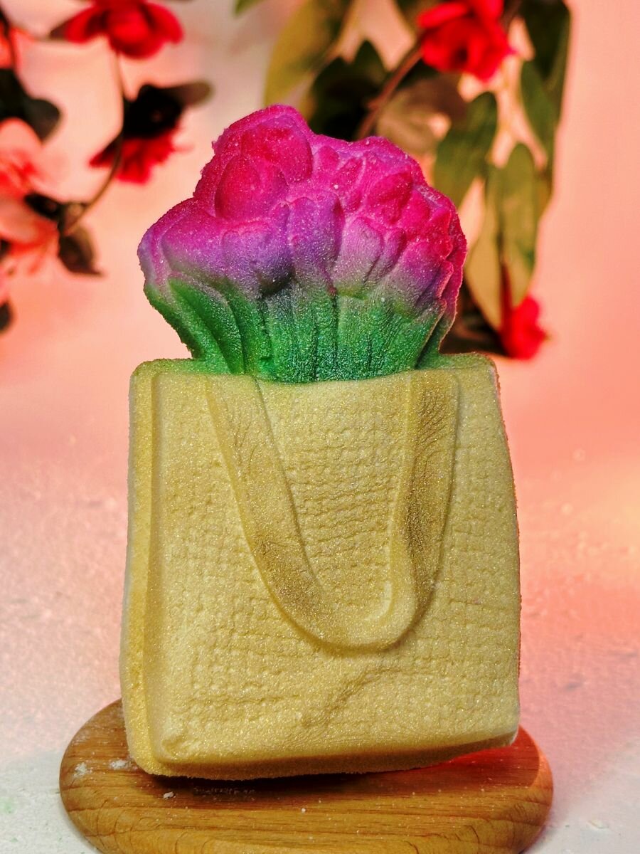 3D форма для бомбочек Шоппер с цветами — фото 1