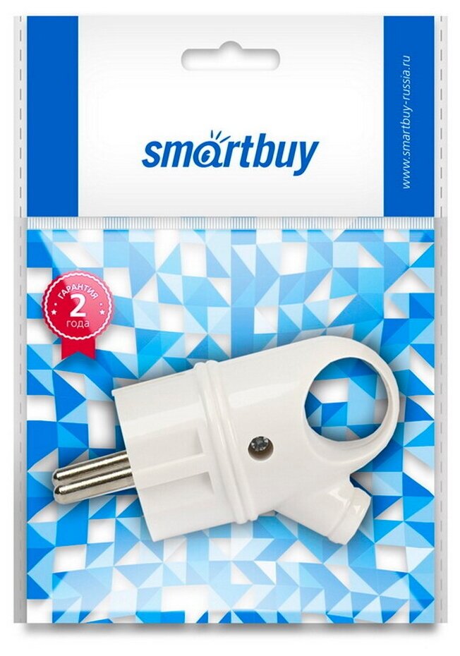 Вилка Smartbuy, с кольцом с заземлением белая 16А 250В - фотография № 4