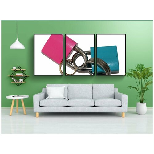 фото Набор модулных постеров для интерьера "замок, звенеть, любовь" 60x90 см. в тубусе, без рамки lotsprints