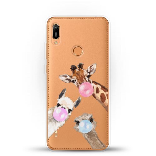 Силиконовый чехол Лама, жираф и страус на Huawei Y6 (2019)
