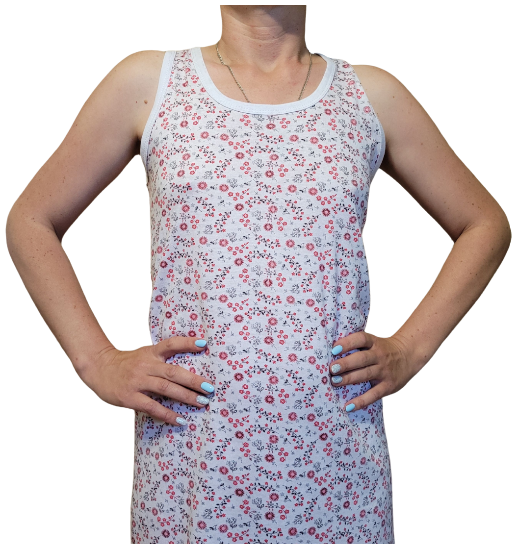 Женская майка-сорочка, летняя ночнушка трикотажная, пижама женская "бабушкина майка" разноцветная, пр-во Узбекистан 100% хлопок - фотография № 4