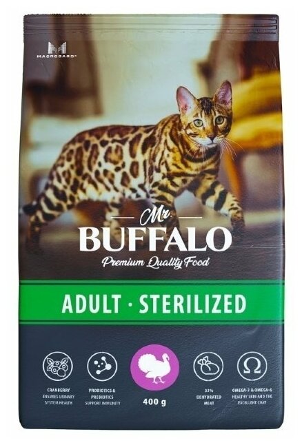 Сухой корм для кошек Mr.Buffalo STERILIZED индейка 0,4кг - фотография № 7