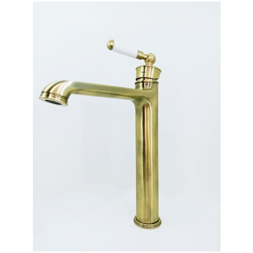 Высокий смеситель для накладного умывальника (чаши) бронзового цвета Mixxus Premium Vintage 001-(HIGH) Bronze