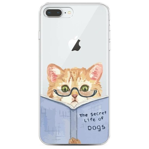 фото Силиконовый чехол "кот читает книгу" на apple iphone 8 plus / айфон 8 plus case place