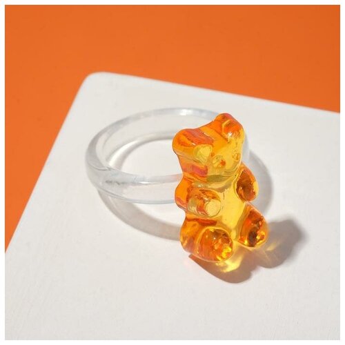 Кольцо Queen Fair, искусственный камень, пластик, размер 17, оранжевый, бесцветный кольцо queen fair пластик искусственный камень размер 17 бесцветный желтый