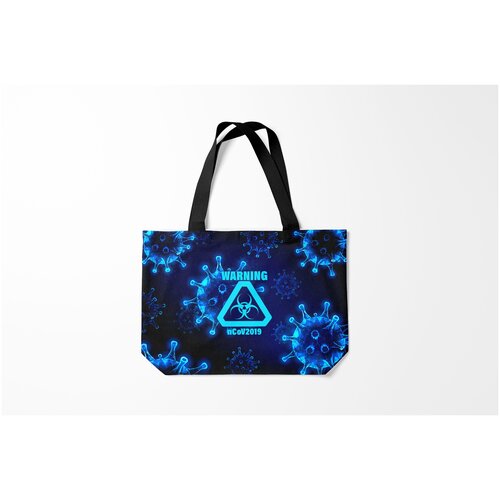 фото Сумка-шоппер / 46х35 см / прикольные надписи / здоровье warning ncov2019 burnettie