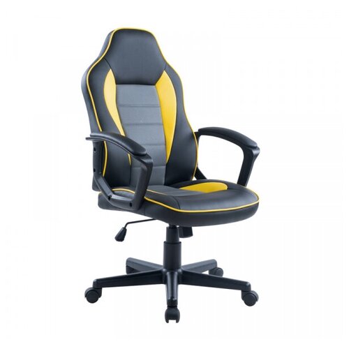 фото Кресло игровое helmi hl- s08, экокожа черная/серая/желтая
