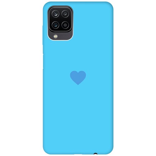 силиконовая чехол накладка silky touch для samsung galaxy a72 с принтом heart голубая Силиконовая чехол-накладка Silky Touch для Samsung Galaxy A12 с принтом Heart голубая