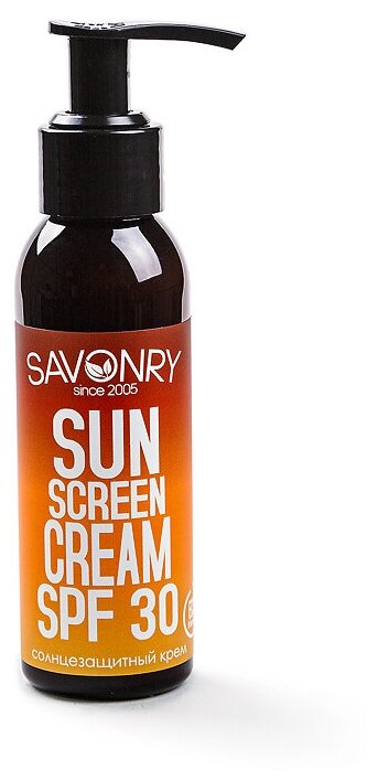 Солнцезащитный крем Savonry для лица и тела SPF 30, 100 мл, обеспечивает высокую степень защиты от UVA/UVB-излучения