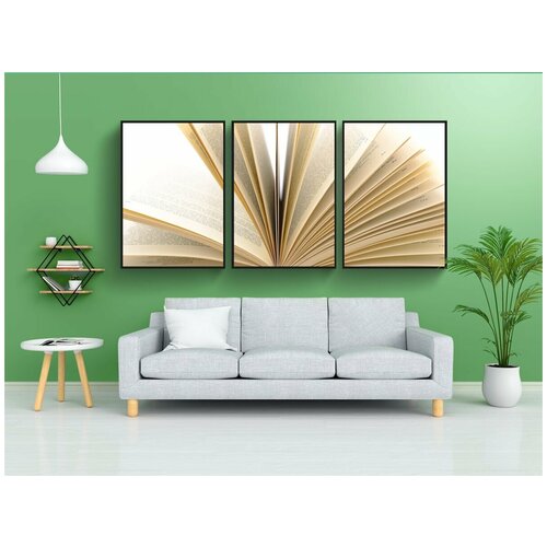 фото Набор модулных постеров для интерьера "книга, листья, страницы" 60x90 см. в тубусе, без рамки lotsprints