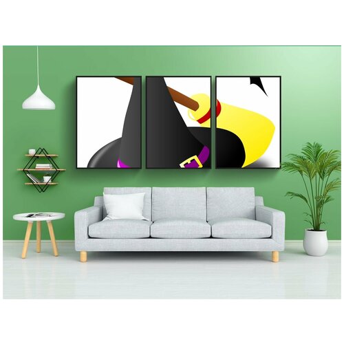 фото Набор модулных постеров для интерьера "ведьма, колдовство, метла" 60x90 см. в тубусе, без рамки lotsprints