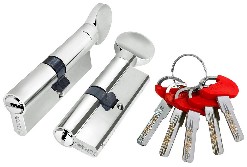 фото Цилиндровый механизм D-PRO502-8/80 mm (40+10+30) CP хром 5+ 1 кл. перекодируемый с вертушкой