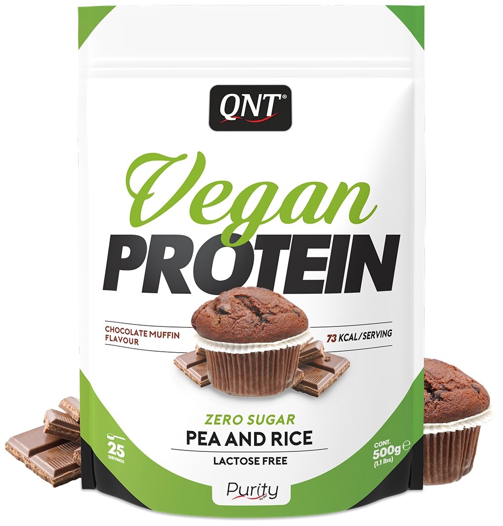 QNT Vegan Protein Chocolate Muffin 500g/ "Веганский Протеин" 500г Шоколадный маффин