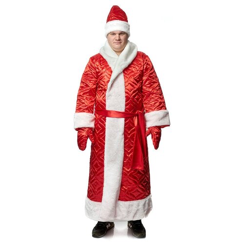 Костюм Дед Мороз стеганый из атласа (Цв: Красный-Белый Размер: 50) костюм артэ дед мороз стеганый из атласа р 50 52