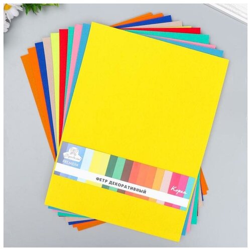 фото Набор декоративного фетра "рукоделие 16" (10 листов) 22х30 см, 1,2 мм yandex market