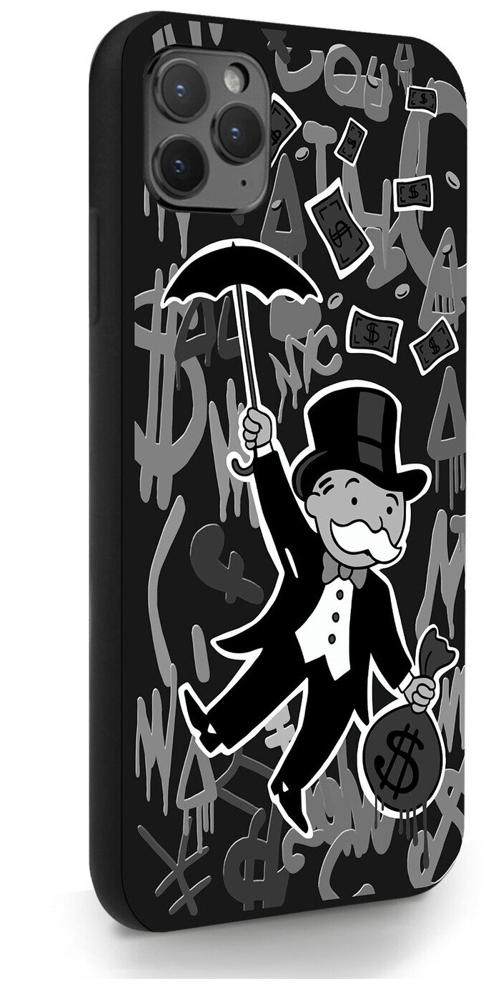 Черный силиконовый чехол MustHaveCase для iPhone 11 Pro Max Monopoly Black Edition/ Монополия для Айфон 11 Про Макс Противоударный