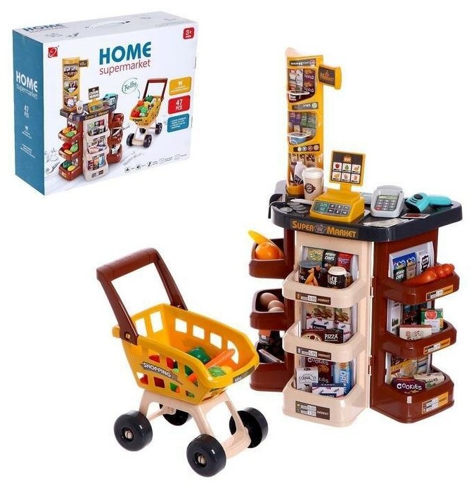 Игровой модуль "Супермаркет", 47 предметов, коричневый
