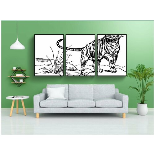 фото Набор модулных постеров для интерьера "тигр, животное, детка" 60x90 см. в тубусе, без рамки lotsprints