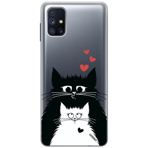 ультратонкий силиконовый чехол накладка transparent для samsung galaxy a40 с 3d принтом cats in love Ультратонкий силиконовый чехол-накладка Transparent для Samsung Galaxy M51 с 3D принтом Cats in Love