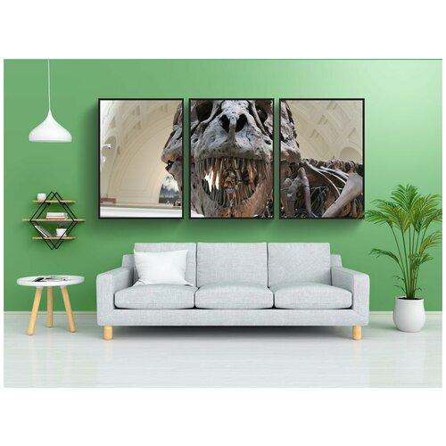 фото Набор модулных постеров для интерьера "тиранозавр, доисторический, скелет" 60x90 см. в тубусе, без рамки lotsprints