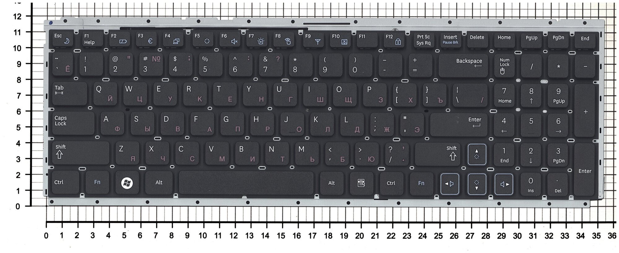 Клавиатура для ноутбука Samsumg BA59-02927D черная с частью корпуса